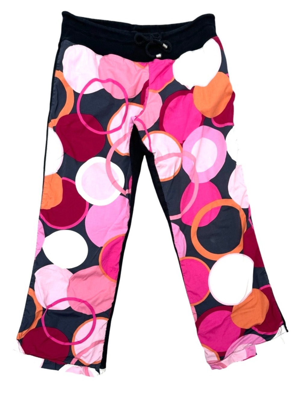 VINTAGE NILLA SHIELDS MULTICOLOR GEOMETRIC PRINT ON BLACK DRAWSTRING SWEATPANTS